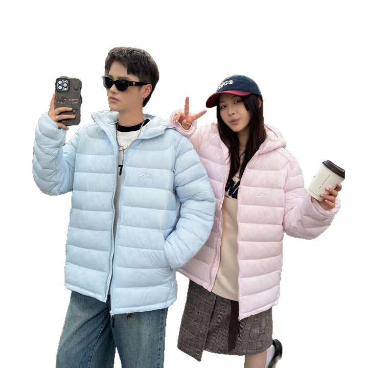 Women's quilted winter jacket with high collar and practical side pockets