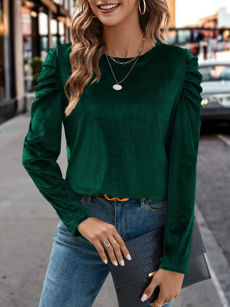 Damen Elegantes Langarmshirt mit Raffungen Lisslune