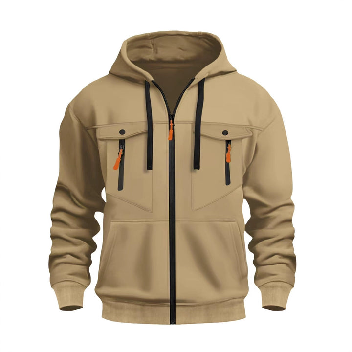 Men's Sporty Hooded Jacket with Practical Zip Pockets Lisslune