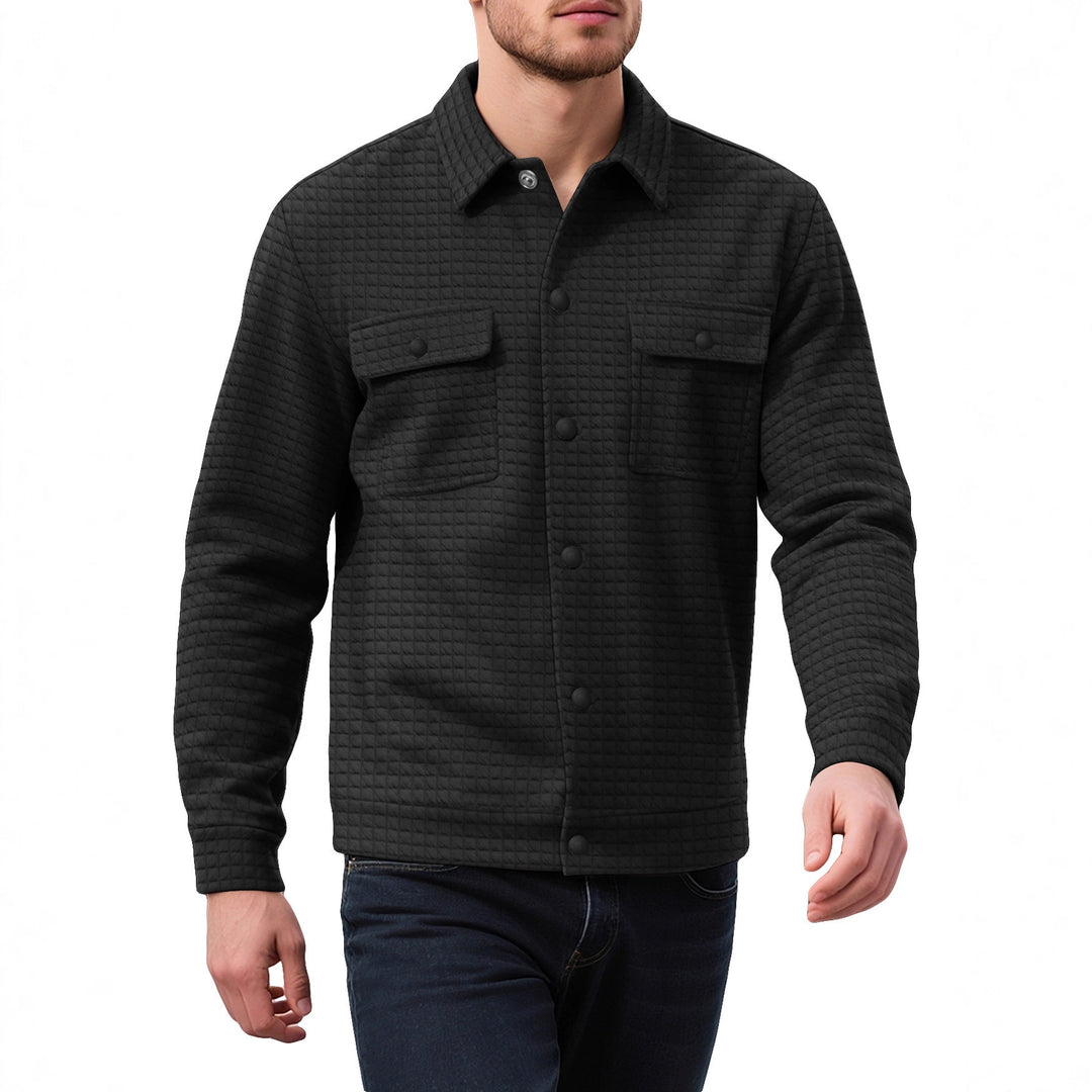 Men's casual flannel jacket with textured fabric and practical pockets Lisslune