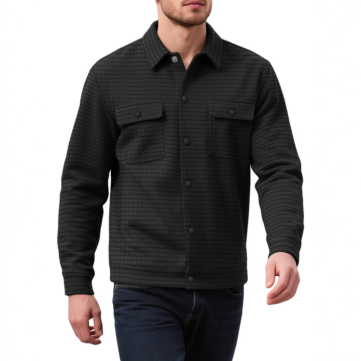 Men's casual flannel jacket with textured fabric and practical pockets Lisslune