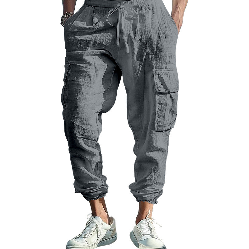 Men's cargo pants with elastic waistband and practical side pockets Lisslune 1759578019
