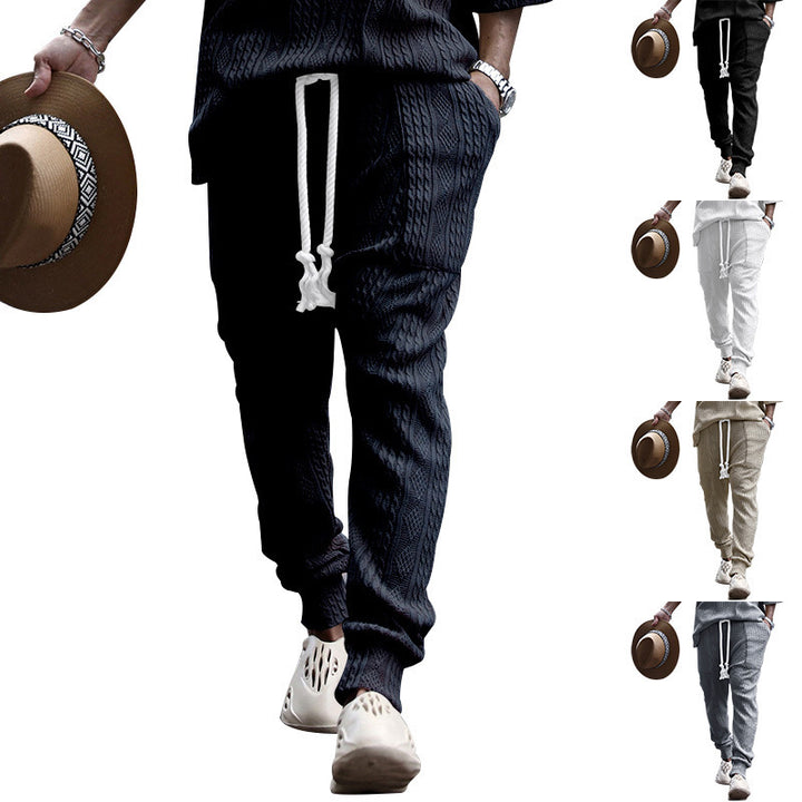 Men's chunky knit leisure suit with elastic waistband and side pockets Lisslune