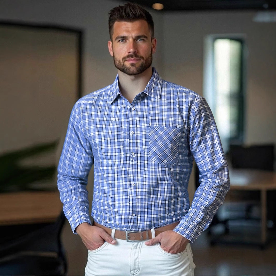 Men's modern checkered shirt with breast pocket and comfortable fit Lisslune
