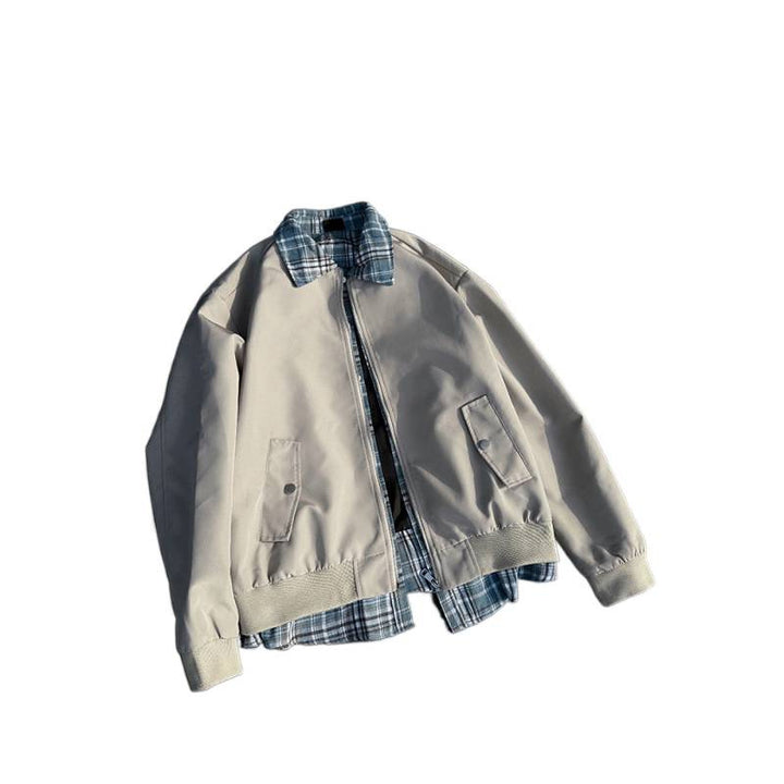Men's stylish bomber jacket with checked stand-up collar Lisslune