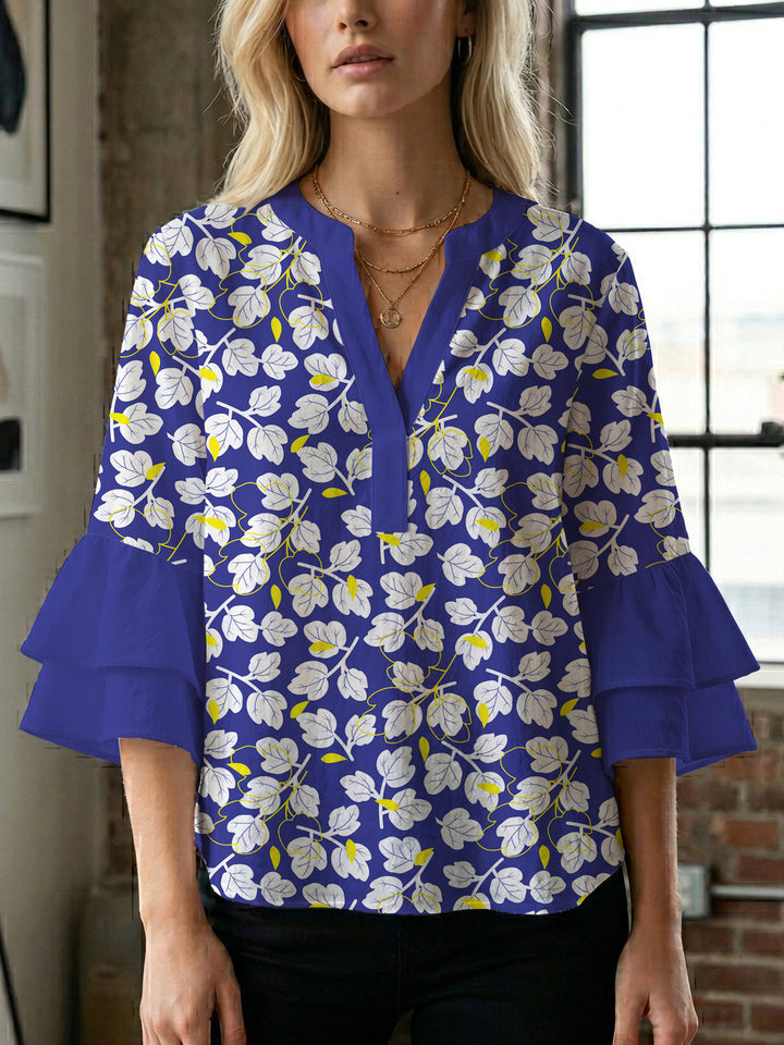 Women's blouse with voluminous sleeves and floral design Lisslune