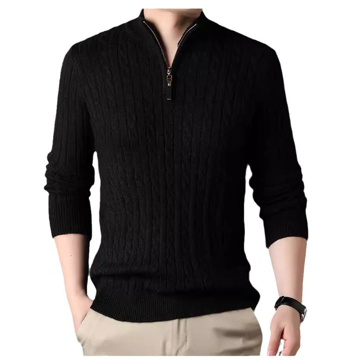 Men's pullover with zipper and textured cable pattern Lisslune