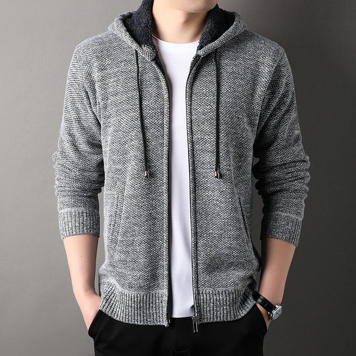 Men's fashionable cardigan with hood and soft padded lining Lisslune