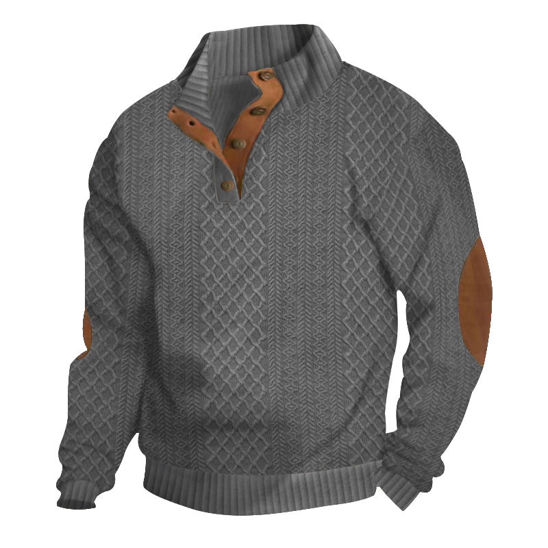 Men's sweatshirt with textured knit pattern and leather details Lisslune