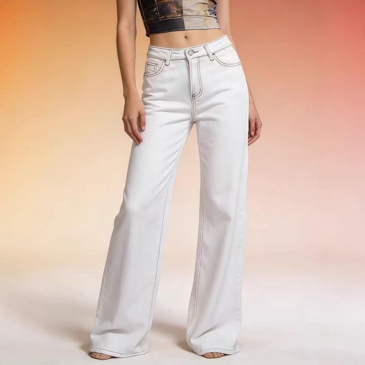 Women Flared Jeans with High Waist and Elegant Seam Details Lisslune
