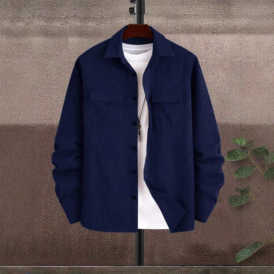 Men's Casual Shirt Jacket with Two Chest Pockets and Textured Design Lisslune