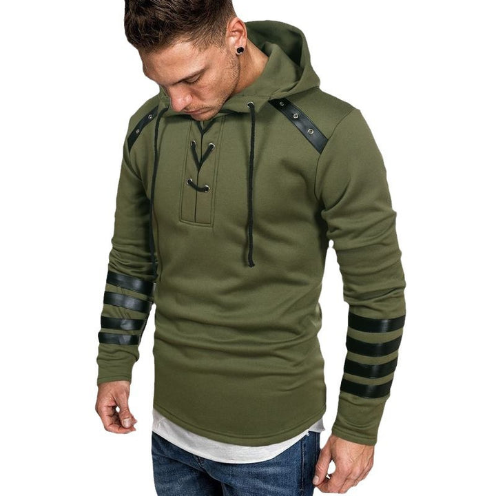 Men's hoodie with synthetic leather details Lisslune