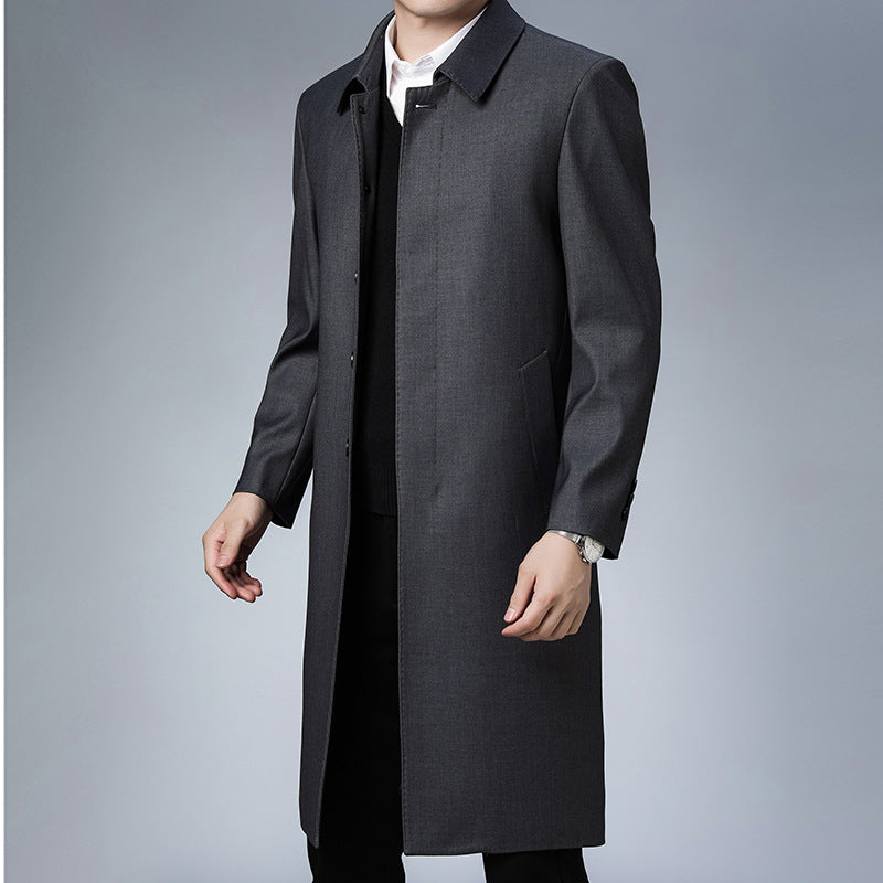 Men's Elegant Long Coat with Timeless Design and Practical Pockets Lisslune