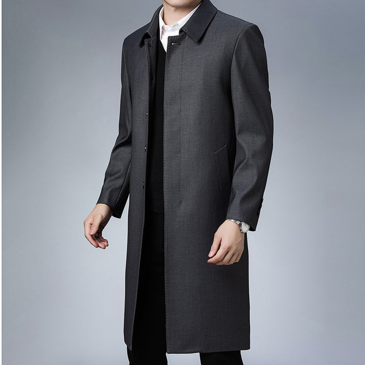 Men's Elegant Long Coat with Timeless Design and Practical Pockets Lisslune