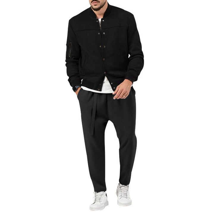 Men's bomber jacket made of luxurious suede with practical zip pockets and elegant accents Lisslune