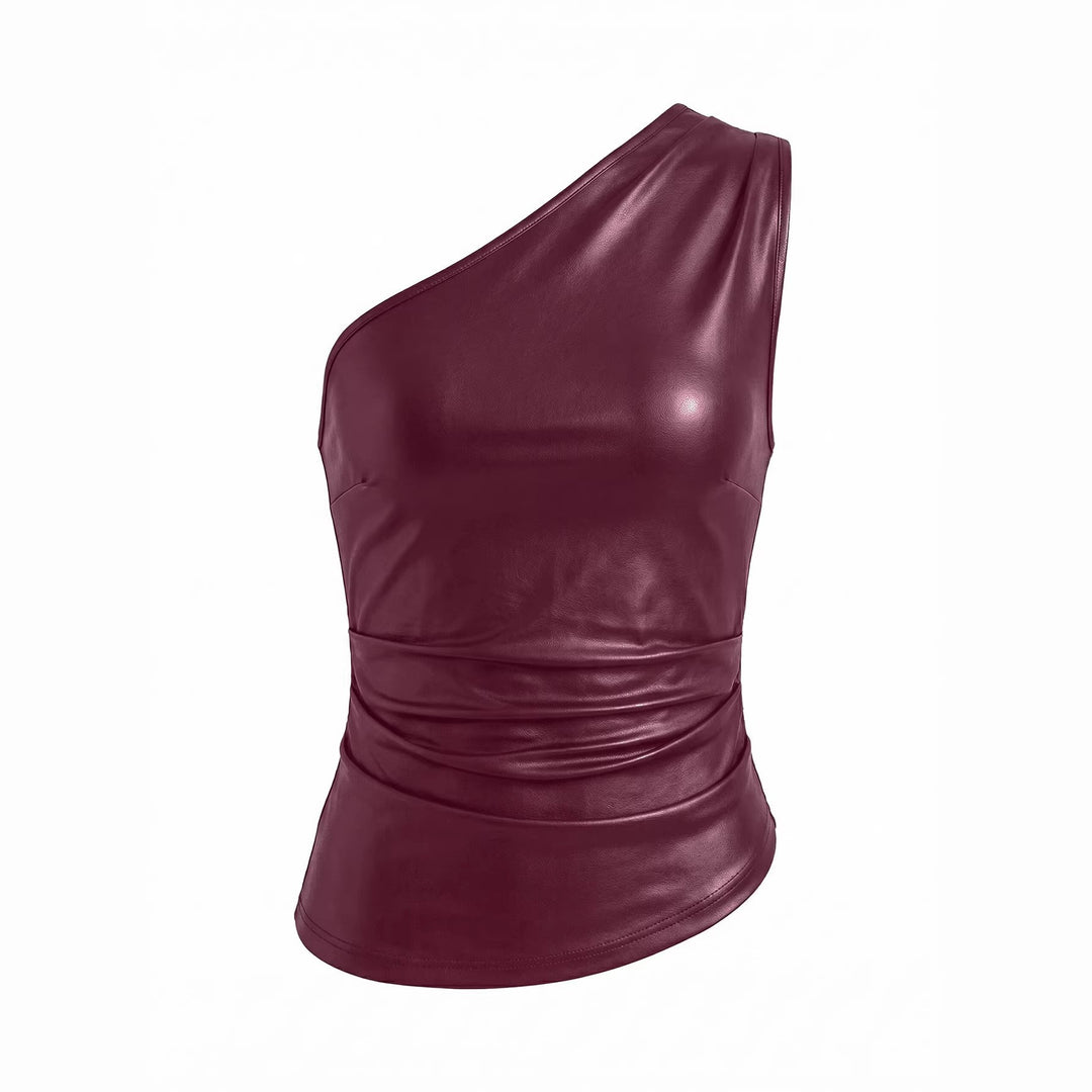 Damen asymmetrisches Top aus Kunstleder Lisslune