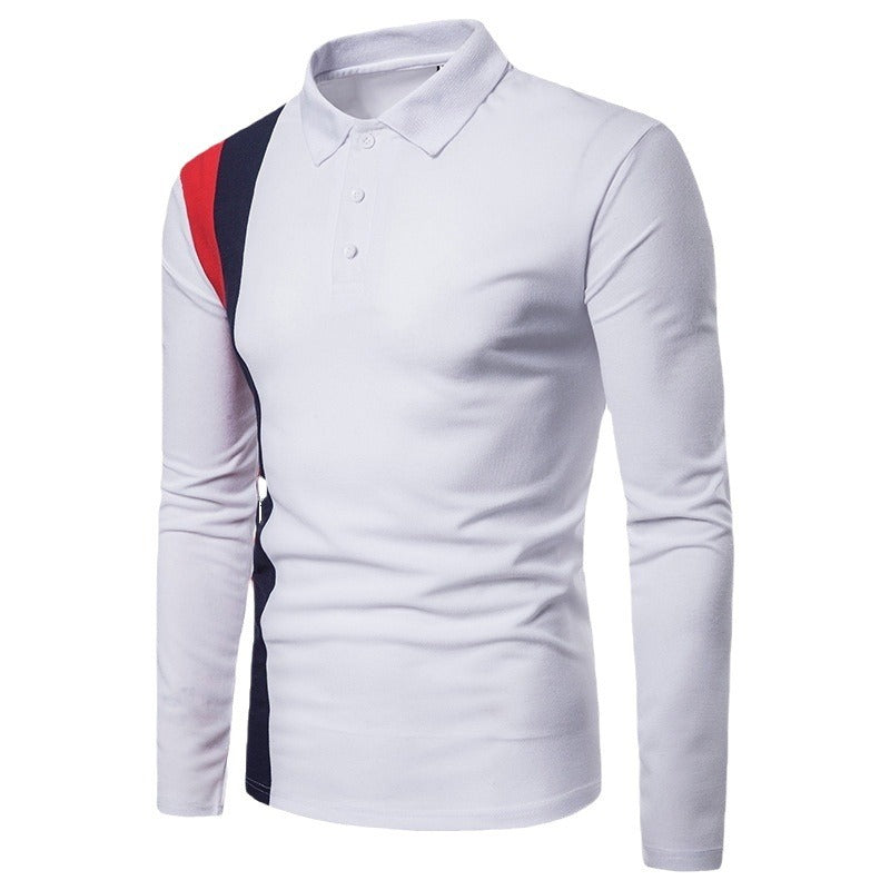 Men's Long Sleeve Polo Shirt with Modern Color Block Design and Comfortable Fit Lisslune