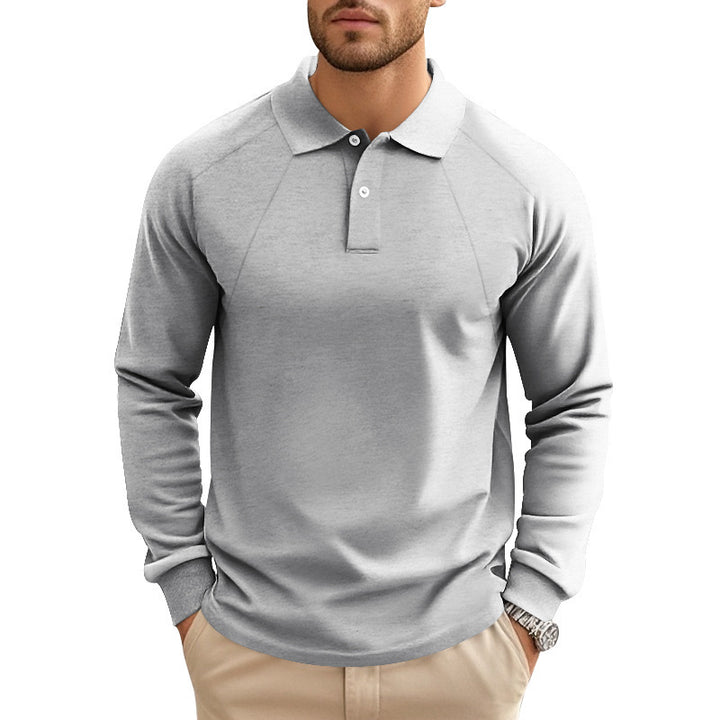 Men's Long Sleeve Polo Shirt with Characteristic Raglan Cut Lisslune