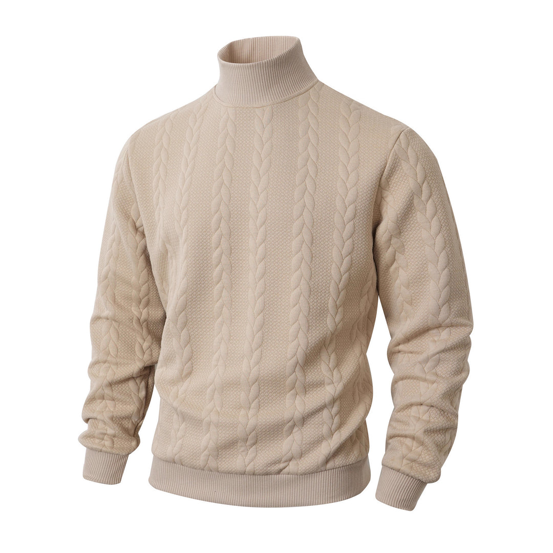 Men's chunky knit sweater with high collar Lisslune