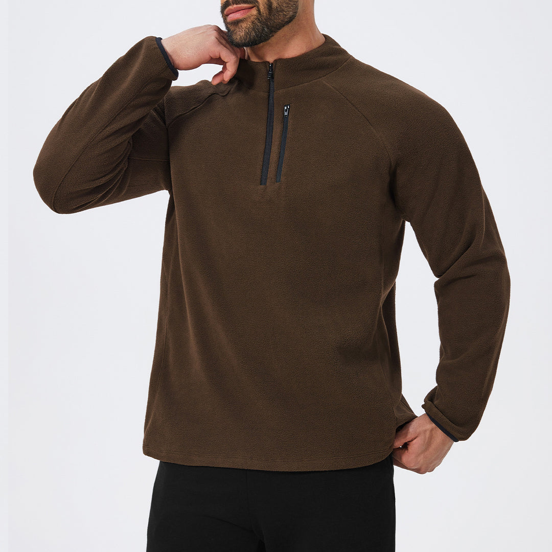 Men's Fleece Pullover with Stand-Up Collar Lisslune