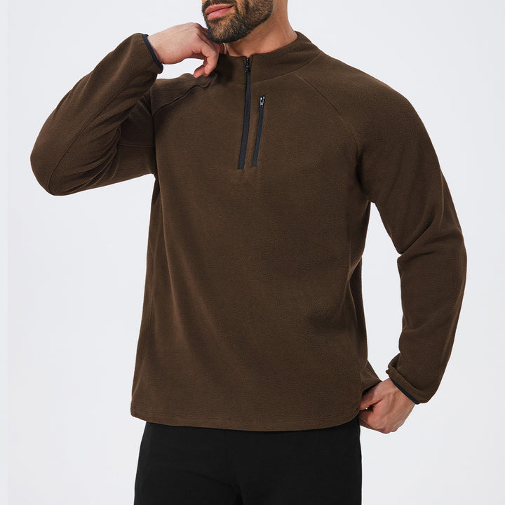 Men's Fleece Pullover with Stand-Up Collar Lisslune