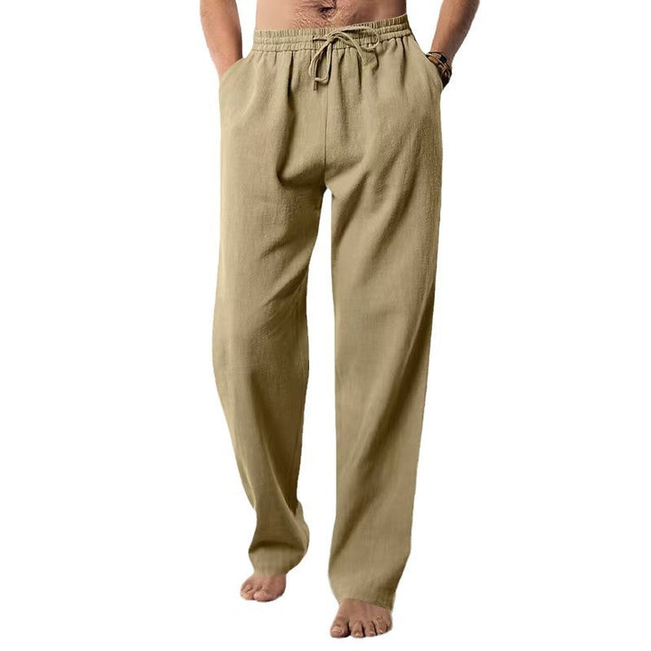 Men's Casual Linen Pants with Elastic Waistband and Side Pockets Lisslune