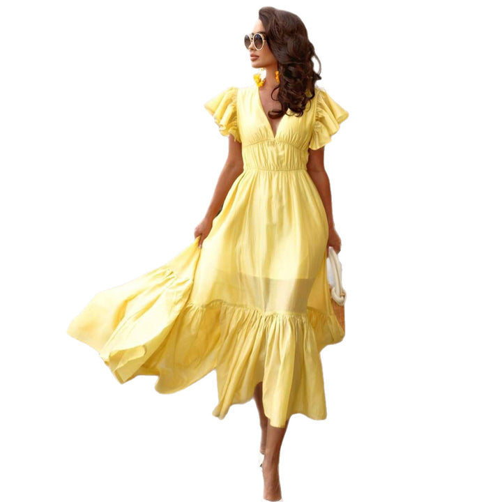 Women's midi dress with voluminous ruffles and flattering cut Lisslune