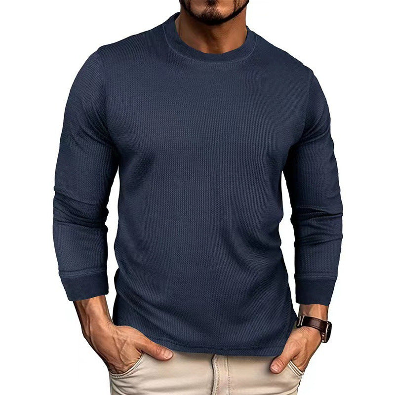Men's Fashion Long Sleeve Shirt with Textured Ribbed Look Lisslune