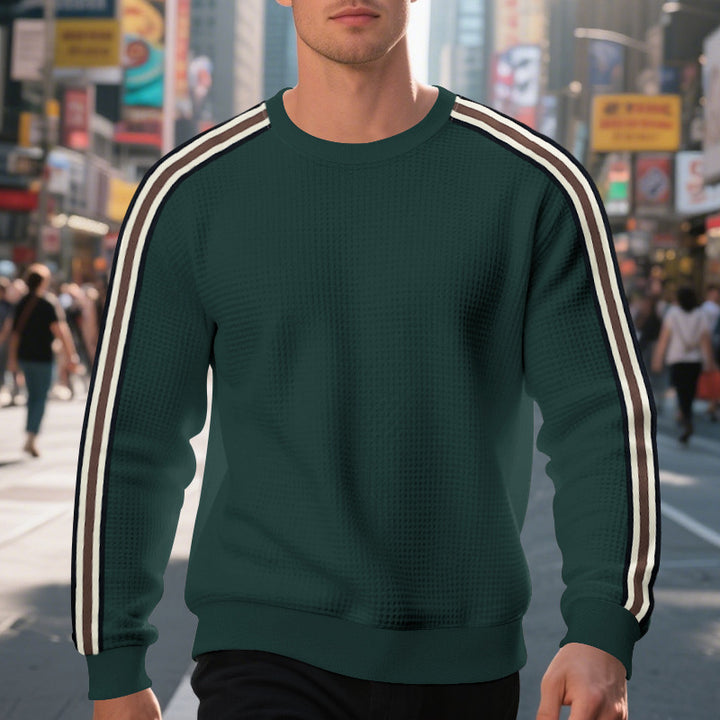 Men's Comfortable Sweatshirt with Textured Design and Stylish Stripe Details Lisslune