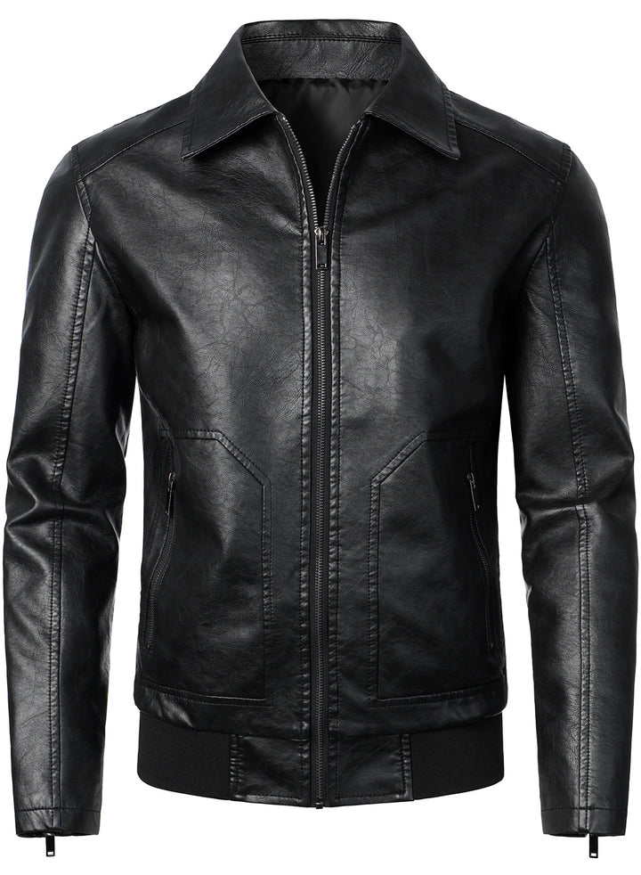 Men's Fashionable Leather Jacket with Sporty Cut and Practical Pockets Lisslune