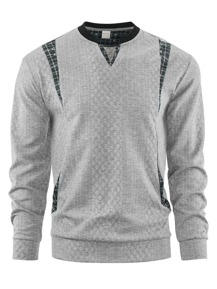 Men's knitted sweater with fashionable check elements Lisslune