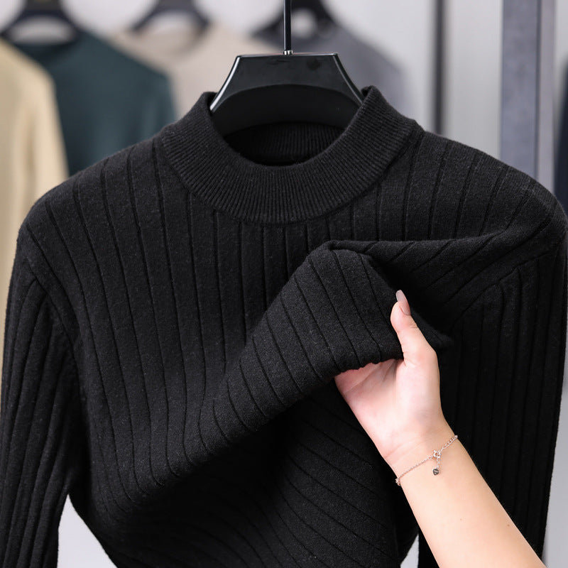 Men's knit sweater with modern rib design and high collar Lisslune