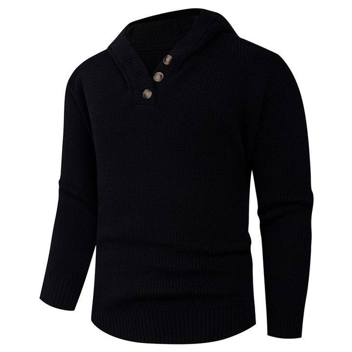 Men's pullover with shawl collar and wooden buttons Lisslune