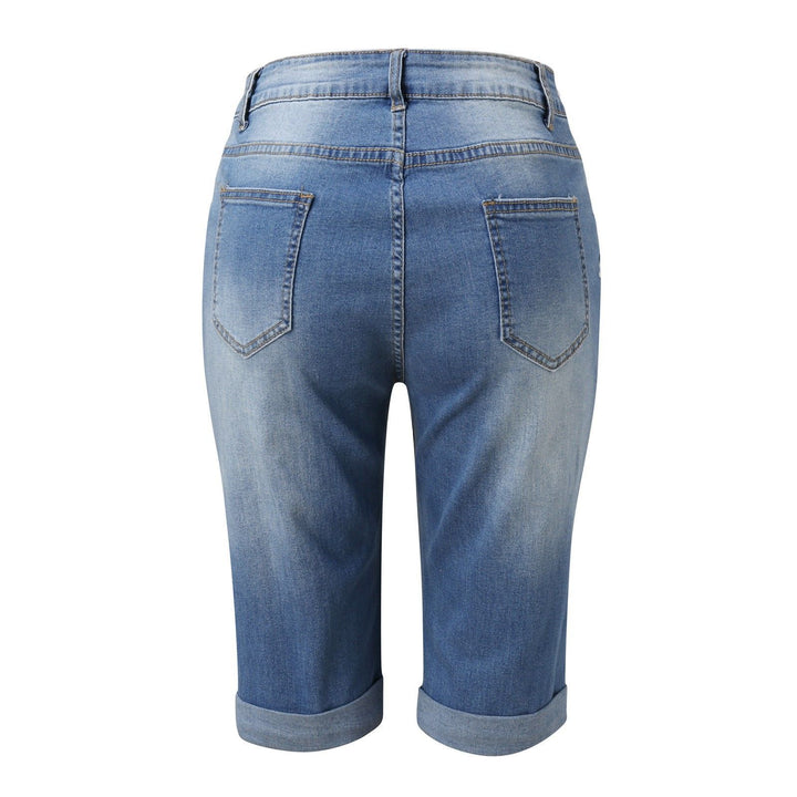 Women's Stylish Destroyed Denim Shorts with High Waist and Torn Details Lisslune