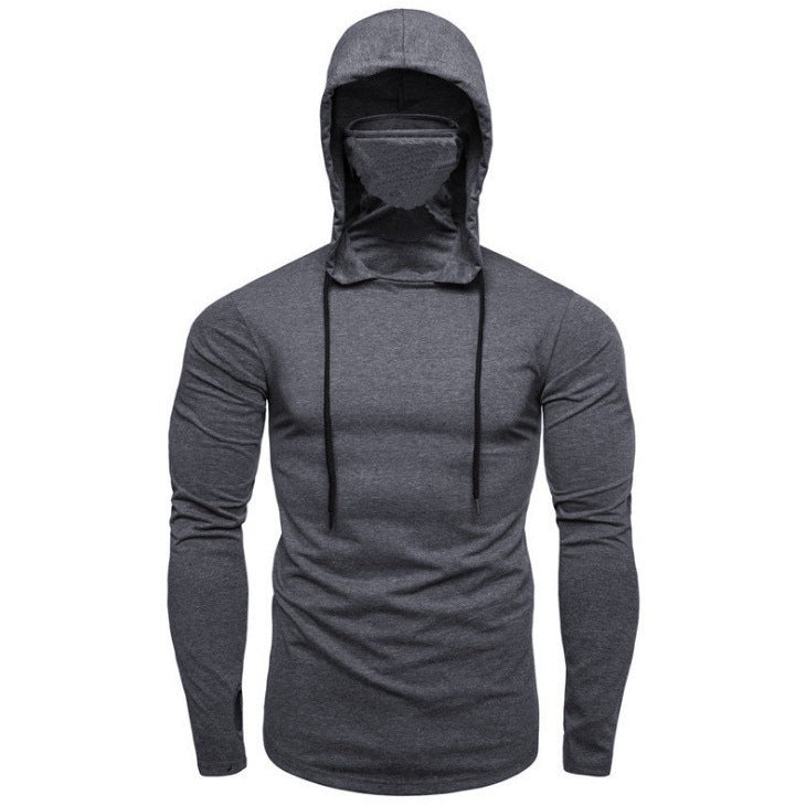 Men's hooded shirt with integrated face protection and fashionable design Lisslune