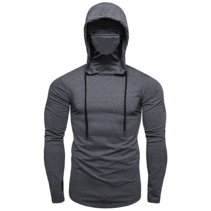 Men's hooded shirt with integrated face protection and fashionable design Lisslune