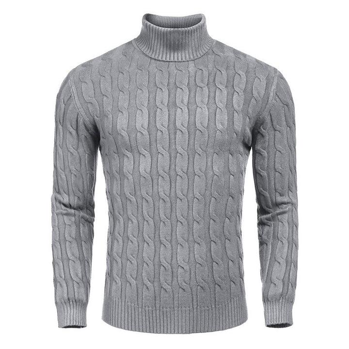 Men's fashionable turtleneck sweater with textured knit look Lisslune