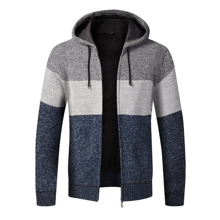 Men's Stylish Cardigan with Hood and Color Block Design Lisslune