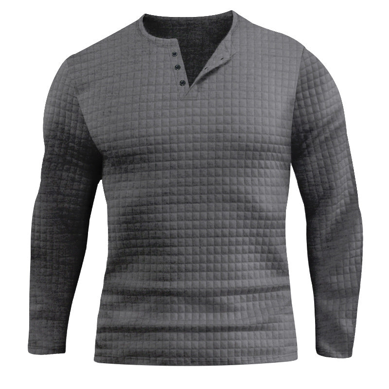 Men's Long Sleeve Shirt with Textured Design and Fashionable Button Closure Lisslune