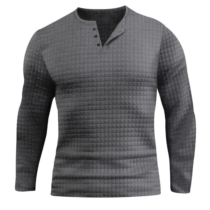 Men's Long Sleeve Shirt with Textured Design and Fashionable Button Closure Lisslune
