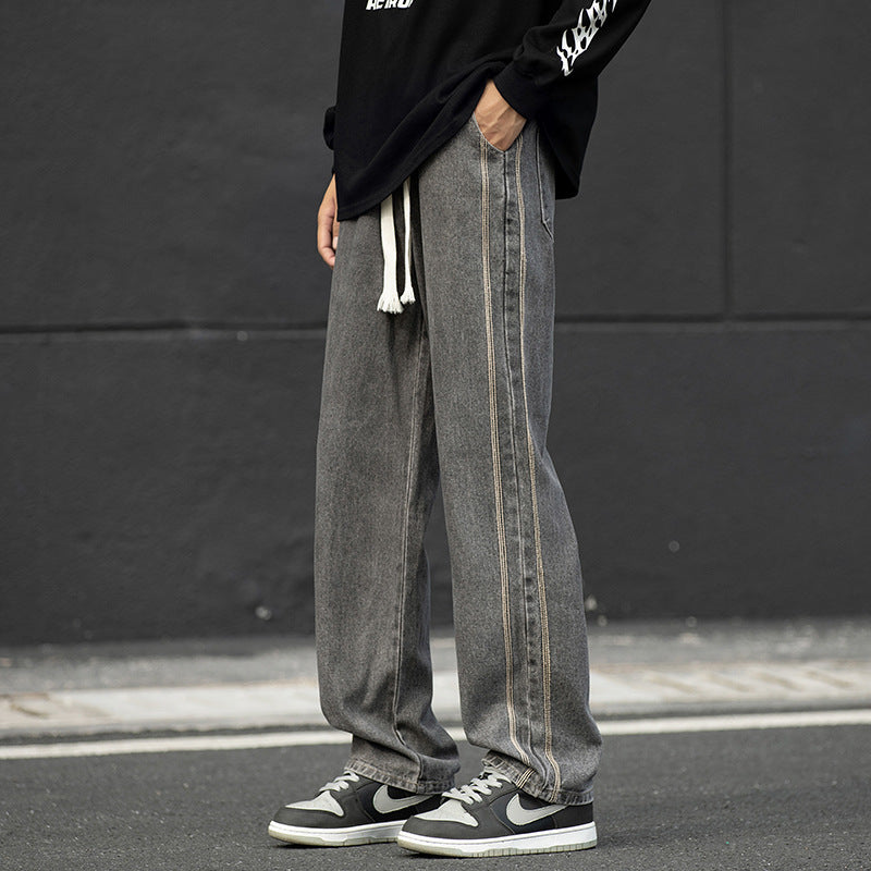 Men's wide jeans pants with contrasting seams Lisslune