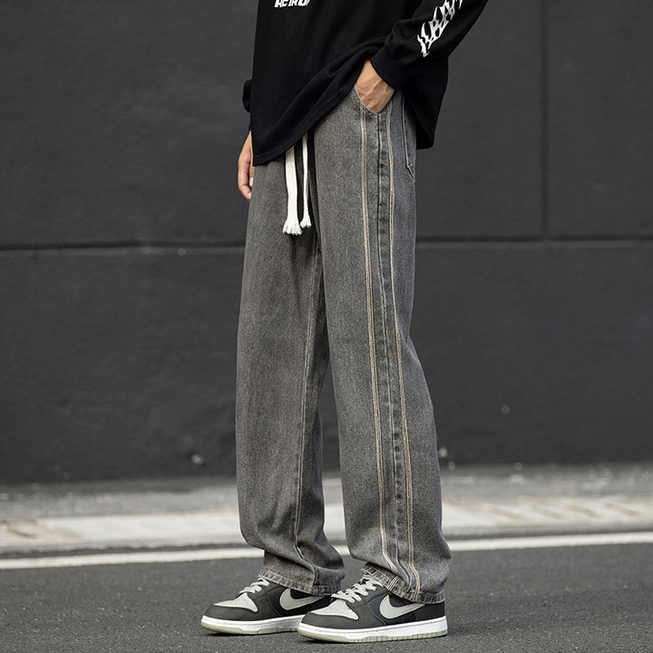 Men's wide jeans pants with contrasting seams Lisslune