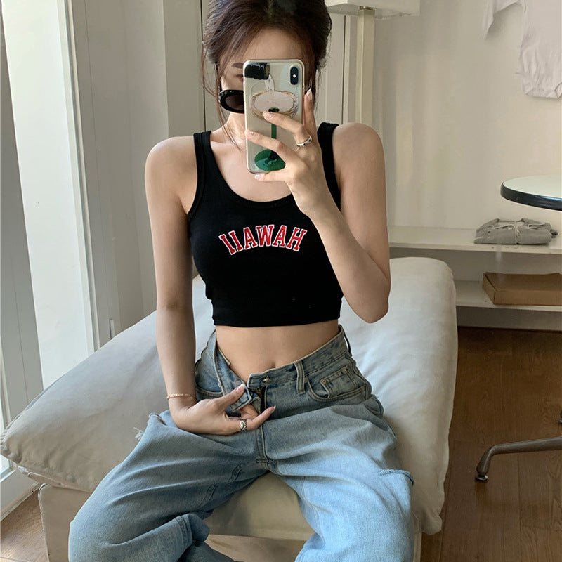 Women's Cropped Tank Top with creative lettering and comfortable fit
