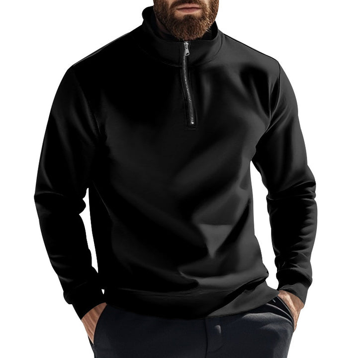 Men's fleece pullover with high collar and half zipper Lisslune