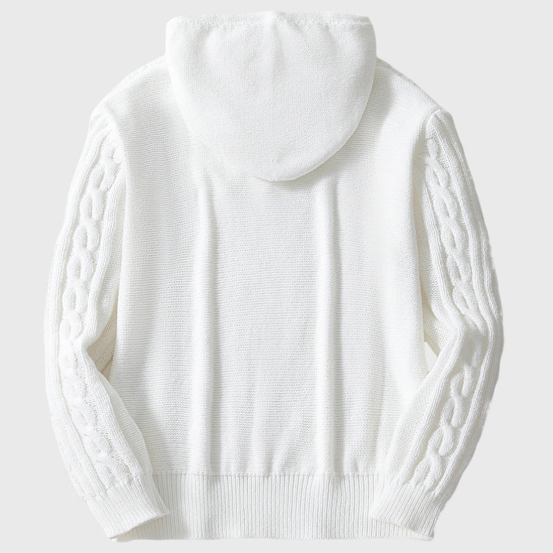 Men's hooded sweatshirt with textured cable pattern and elastic waistband Lisslune