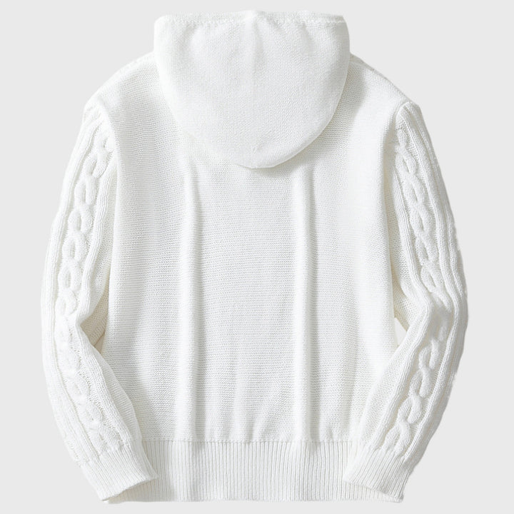 Men's hooded sweatshirt with textured cable pattern and elastic waistband Lisslune