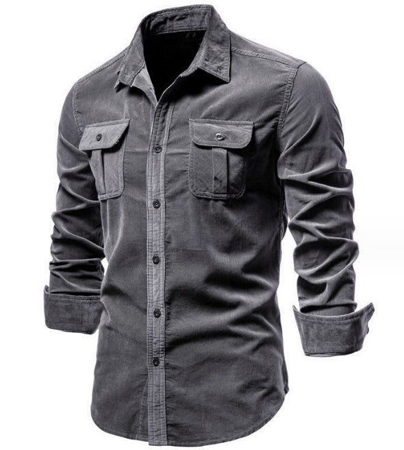 Men's Long Sleeve Shirt in Casual Denim Look Lisslune