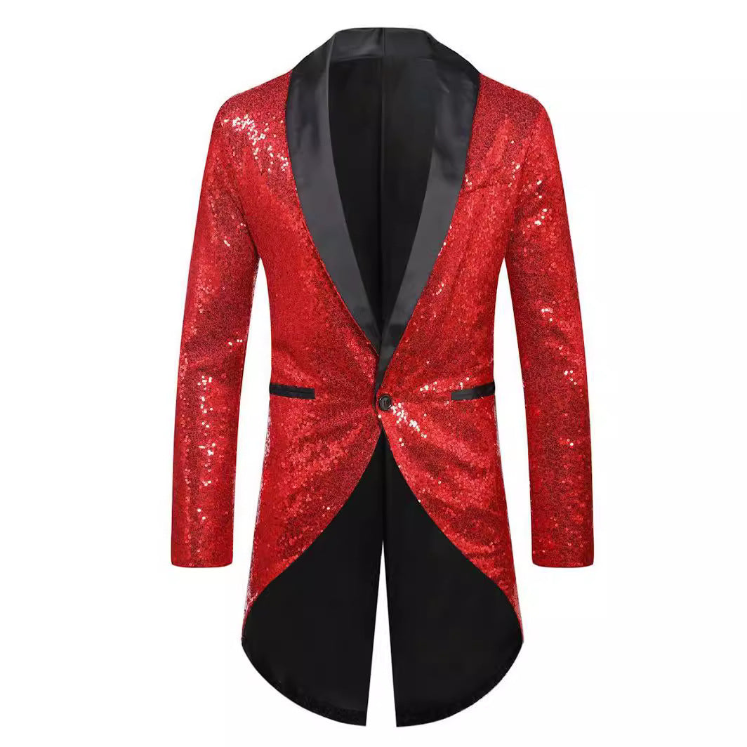 Men's Glittering Suit Blazer with Elegant Shawl Collar Lisslune