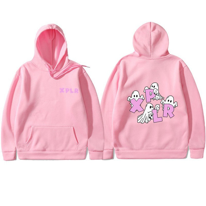 Women's hooded sweatshirt with creative ghost motif and kangaroo pocket Lisslune