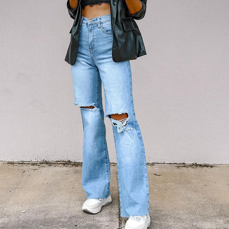 Ladies Flared Jeans with modern Destroyed details Lisslune